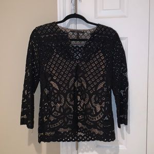 BCBG lace cut out blouse